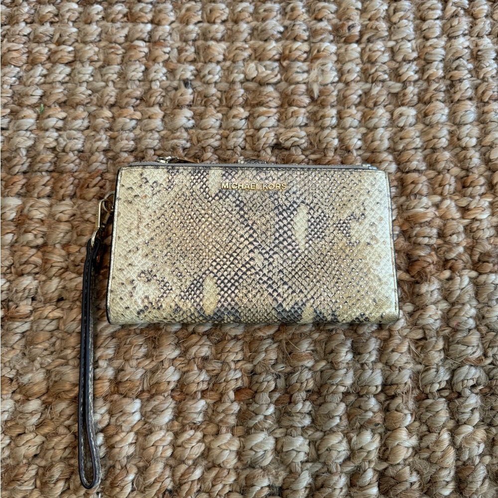 Michael Kors Tan Snake Print Wristlet